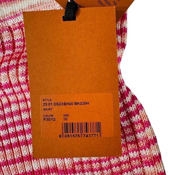NEW Missoni Striped High Waisted Ribbed Knit Midi Skirt Pink White Size 2 - Picture 11 of 15
